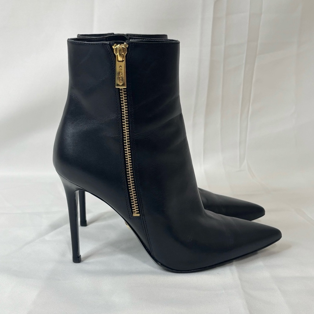 Michael Kors Keke Black Leather Stiletto Ankle Boots – Size 7.5